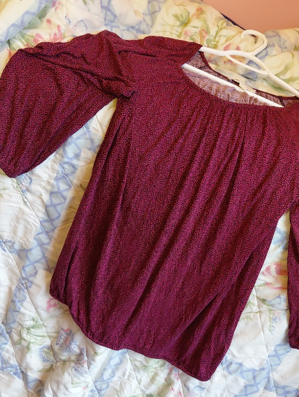 MICHAEL Michael Kors Burgundy Peasant Tunic Blouse